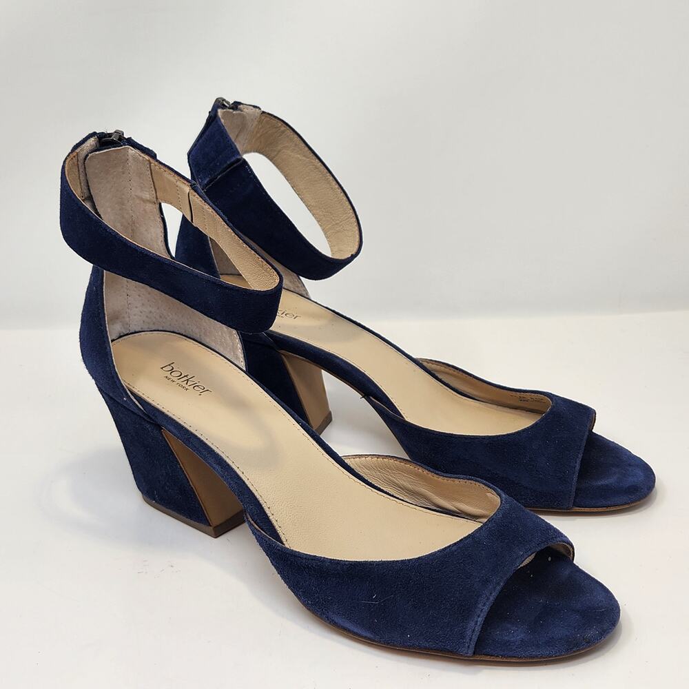 Botkier New York Pilar Blue Suede Pumps Heels Size 8.5 M Ankle Strap Peep Toe